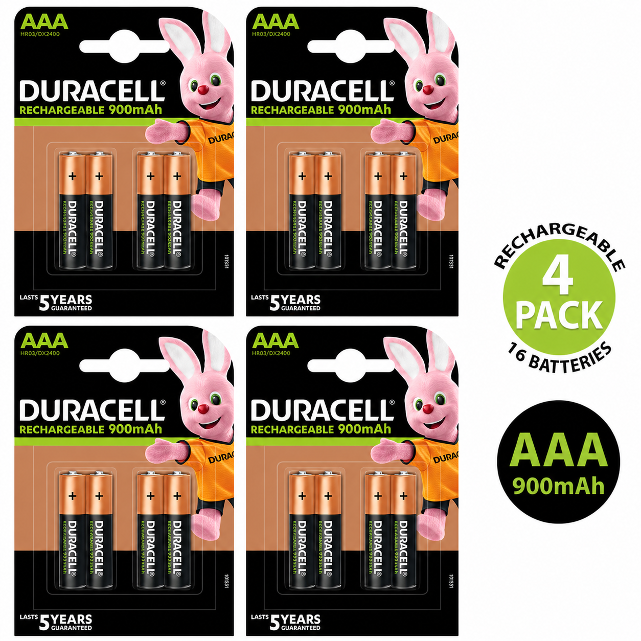 Duracell AAA 900mAh Rechargeable Battery HR03 NiMH 1.2V