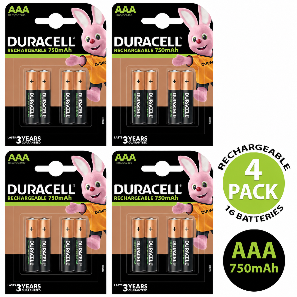 Duracell AAA 750mAh Rechargeable Battery HR03 NiMH 1.2V