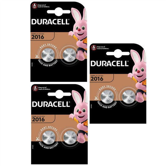 Duracell CR2016 3V Lithium Coin Cell Battery – Pack of 6