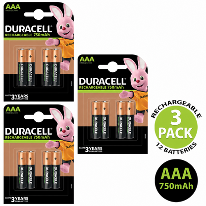 Duracell AAA 750mAh Rechargeable Battery HR03 NiMH 1.2V