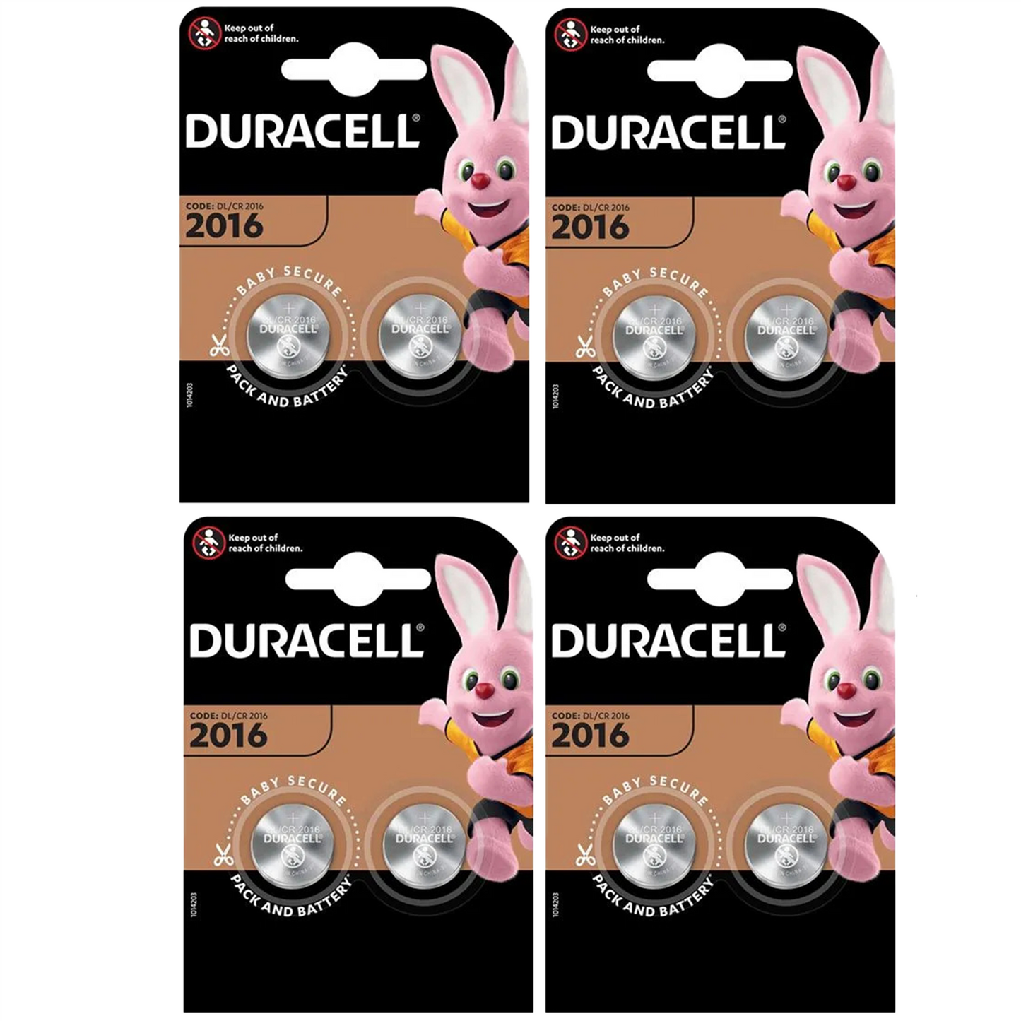 Duracell CR2016 3V Lithium Coin Cell Battery – Pack of 8