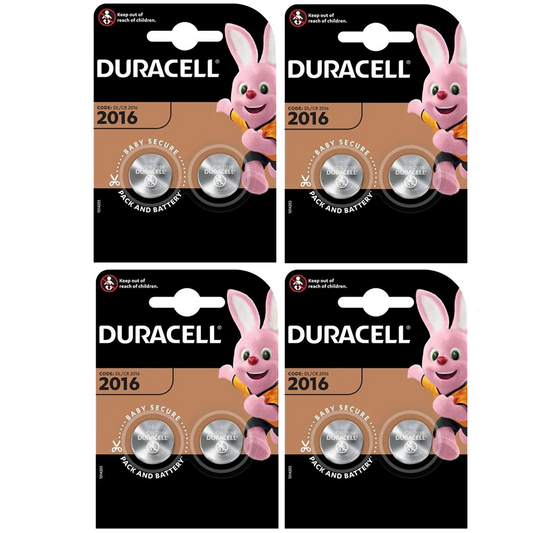 Duracell CR2016 3V Lithium Coin Cell Battery – Pack of 8