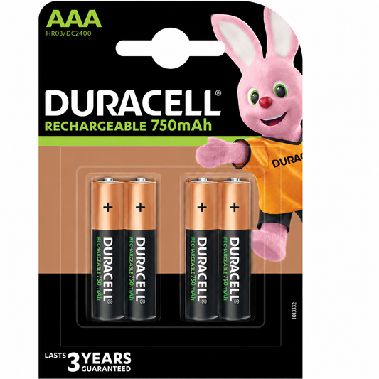 Duracell AAA 750mAh Rechargeable Battery HR03 NiMH 1.2V