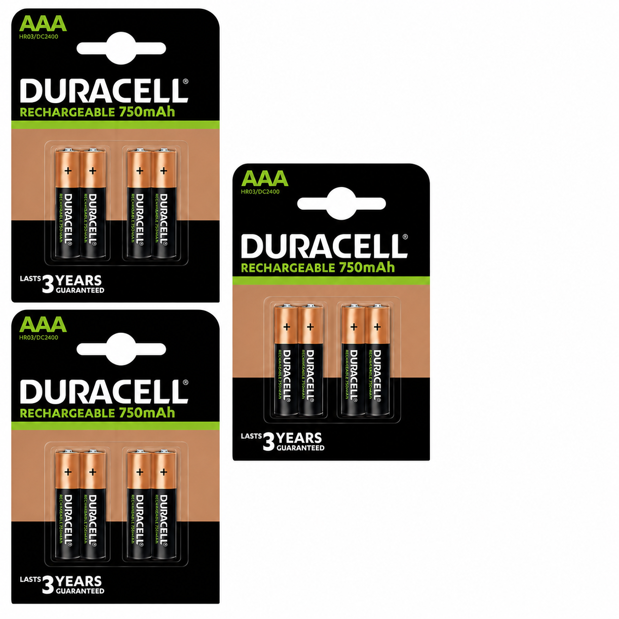Duracell AAA 750mAh Rechargeable Battery HR03 NiMH 1.2V – Pack of 12