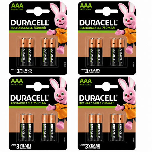 Duracell AAA 750mAh Rechargeable Battery HR03 NiMH 1.2V – Pack of 16