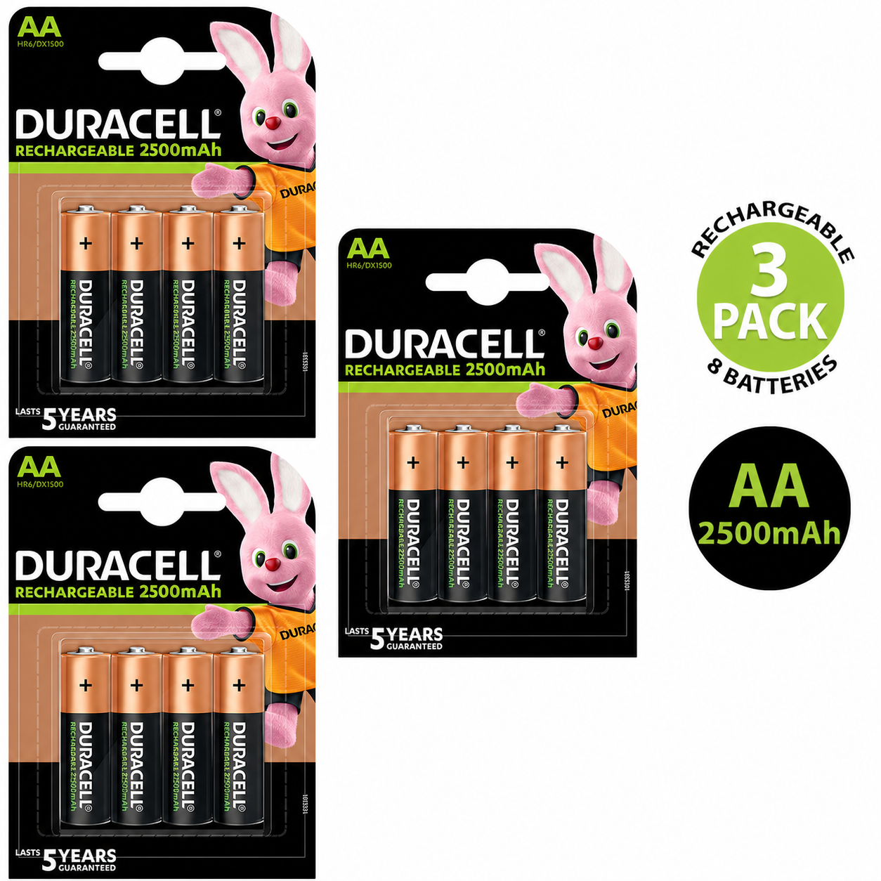 Duracell AA 2500mAh Rechargeable Battery HR6 NiMH 1.2V