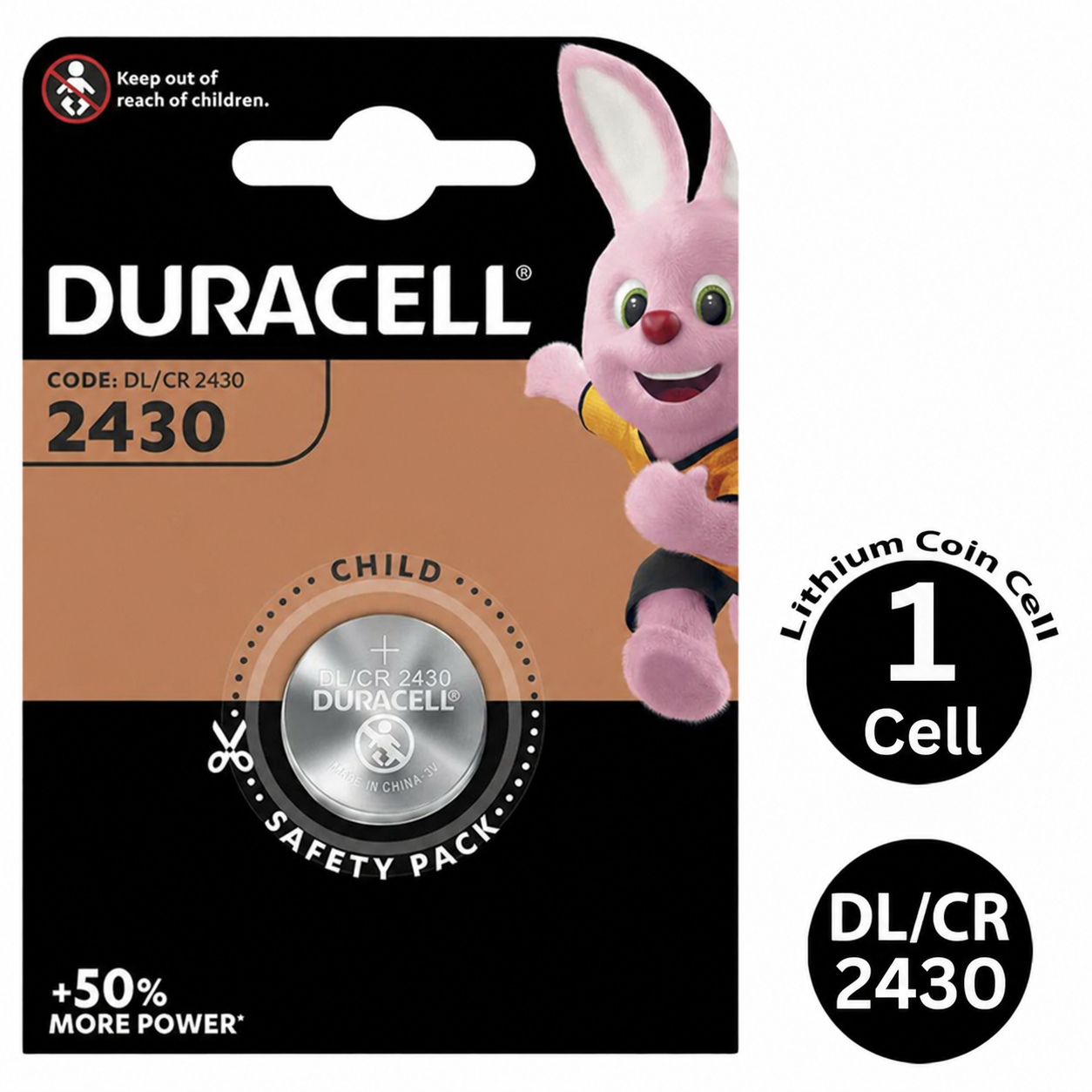 Duracell CR2430 3V Lithium Coin Cell Battery
